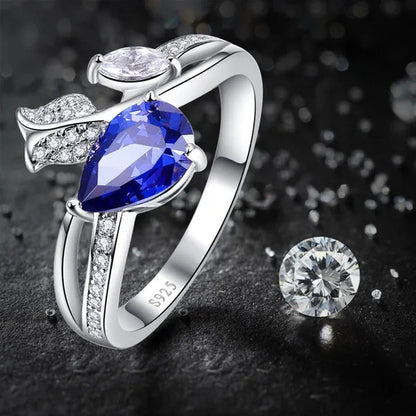 6*9Mm Pear Cut Sapphire & Ruby 925 Sterling Silver Jewelry Vintage Wedding Engag