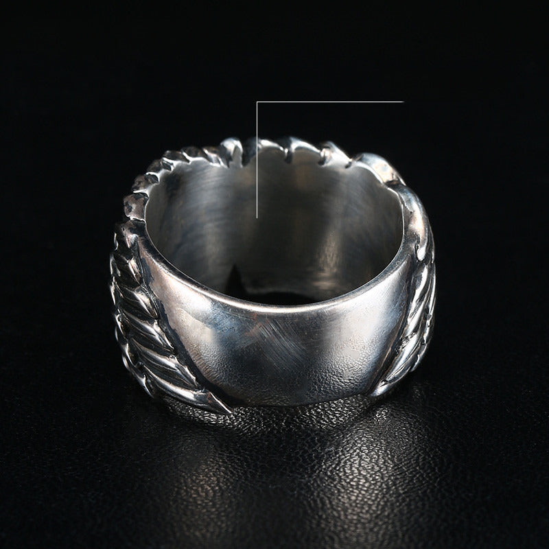 925 Sterling Silver Ring Men'S Trendy Personality Angel Wings Angel Demon Ring
