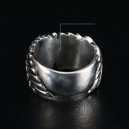 925 Sterling Silver Ring Men'S Trendy Personality Angel Wings Angel Demon Ring
