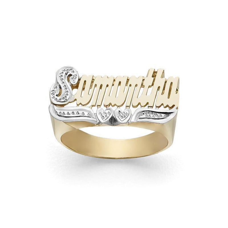 S925 Sterling Silver Name Personality Two-Tone Ring