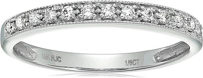 1/6 Carat (Ctw) Diamond Wedding Anniversary Band for Women, Half Eternity Petite