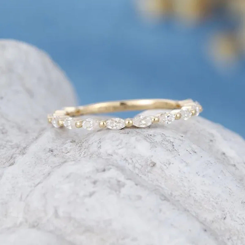 Gorgeous so Simple Shiny Marquise Diamond Ring Exquisite 925 Sterling Silver Nat