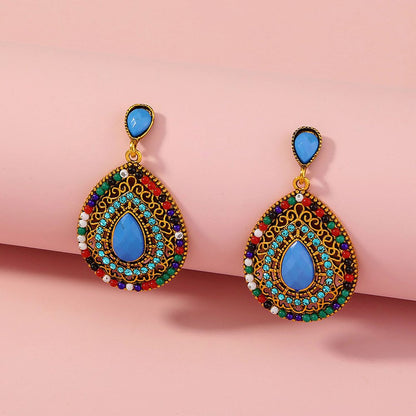 Hoop Earrings for Women,Occident Vintage Jewelry Bohemian Style Diamond Luxury D