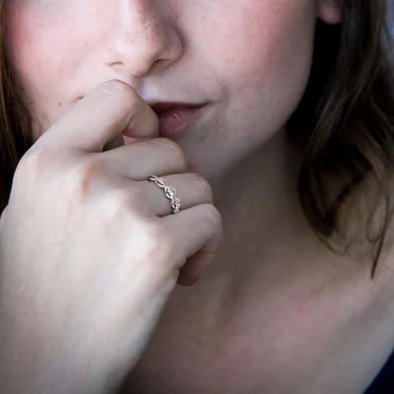 White Sapphire Infinity Design Ring in 14K White Gold