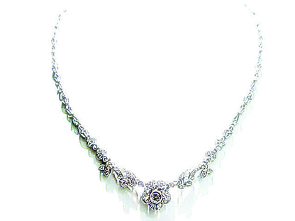 ROUND BRILLIANT DIAMOND NECKLACE ANTIQUE REPRODUCTION