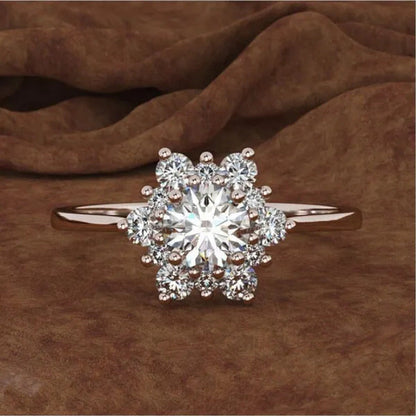 Fashion Creative Diamond Snowflake Zircon Ring Women'S Luxury Engagement Wedding