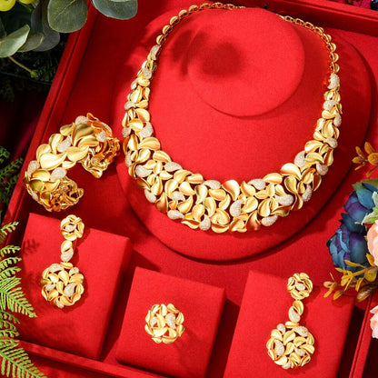 Famous Brand Trendy Luxury African 4 Jewelry Sets for Women Wedding Party