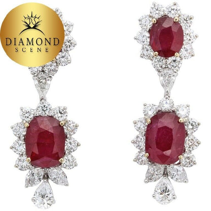 Ruby and Diamond Dangle Drop Earrings