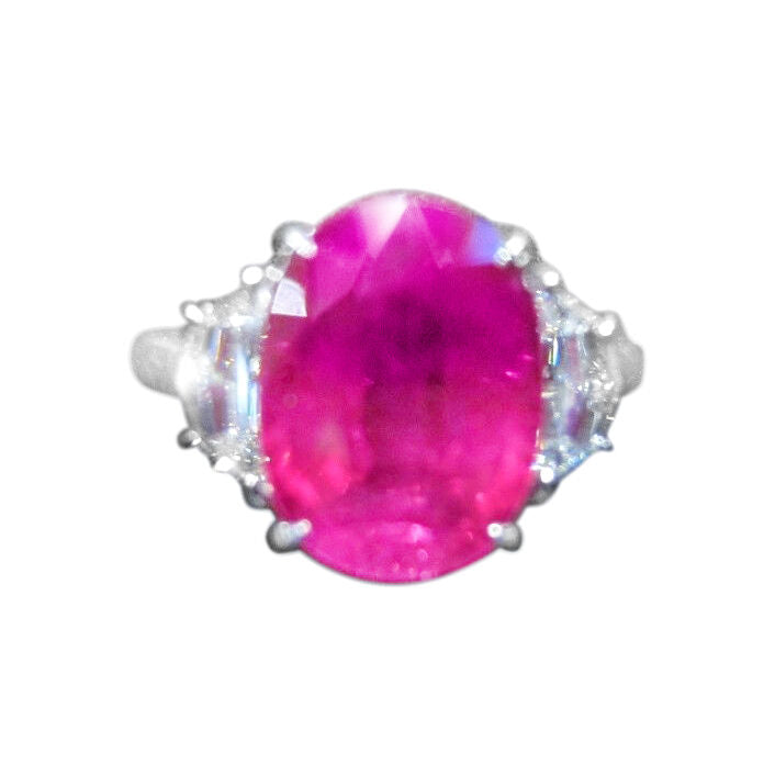 GIA CERTIFIED RUBY OVAL 11.40LENGTHX8.90WIDTHX5.40MMDEPTH SHAPE DIAMOND HALFMOON