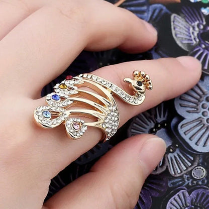 Women round Cut Diamond Ring Peacock Cocktail Ring Fashion Jewellry