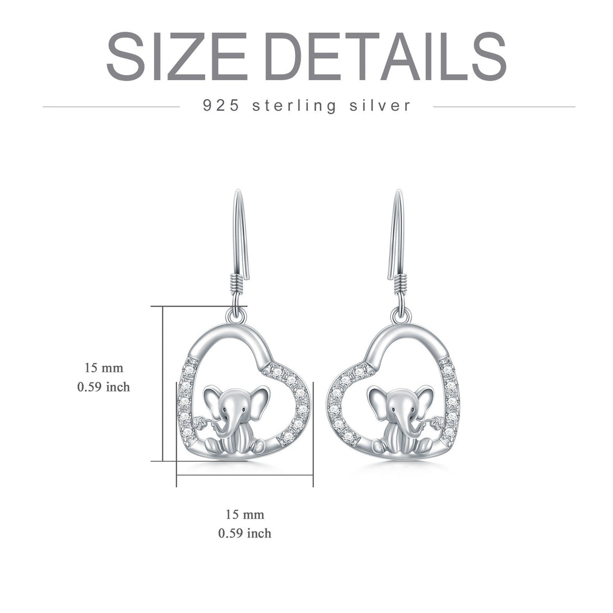 Elephant Earrings 925 Sterling Silver Elephant Dangle Earrings Elephant Jewelry