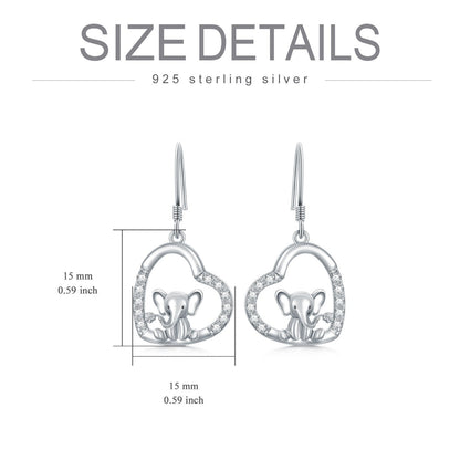 Elephant Earrings 925 Sterling Silver Elephant Dangle Earrings Elephant Jewelry