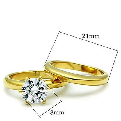 Women'S Stainless Steel 316 2.05 Carat Zirconia Gold Plated Wedding Ring Set Siz