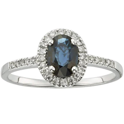 1.0 CT Blue Sapphire and Diamond Ring in 14K Gold