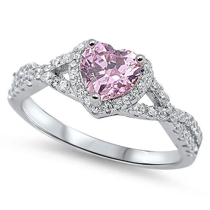 Sterling Silver .925 Women'S Diamond Cubic Zirconia CZ Infinity Heart Halo Band