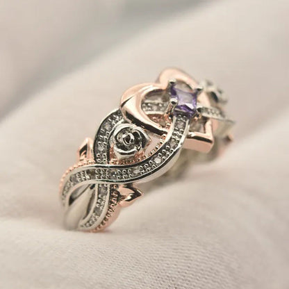New Rose Princess Square Ring European and American Love Shape Ring Bride Weddin