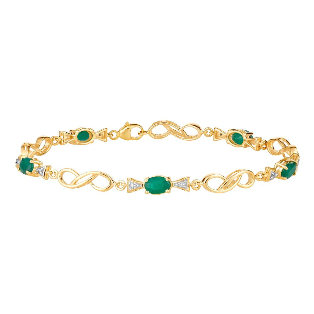 10K Gold Emerald & Diamond Accent Bracelet