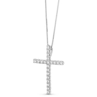 0.37 CT. T.W. Diamond Cross Pendant 14K White Gold