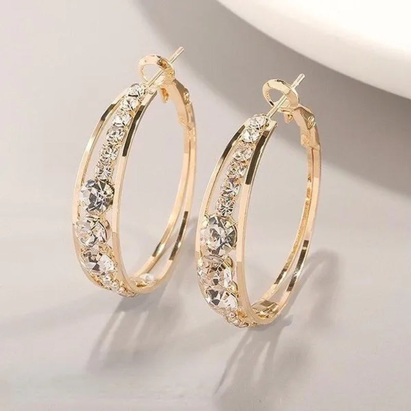 Luxury Fashion Creative Zircon Earrings Natural Zircon Earrings Golden Silvery B