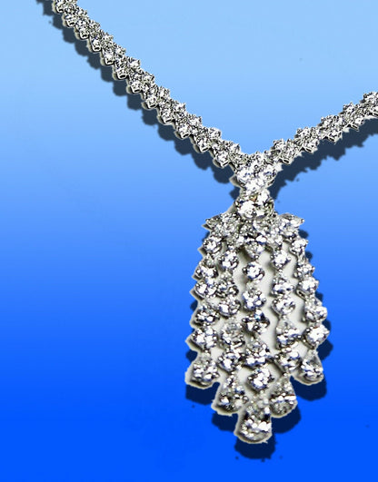 DIAMOND NECKLACE PRETTY MULTI-SHAPE DIAMOND DANGLE STYLE DIAMOND SET NECKLACE