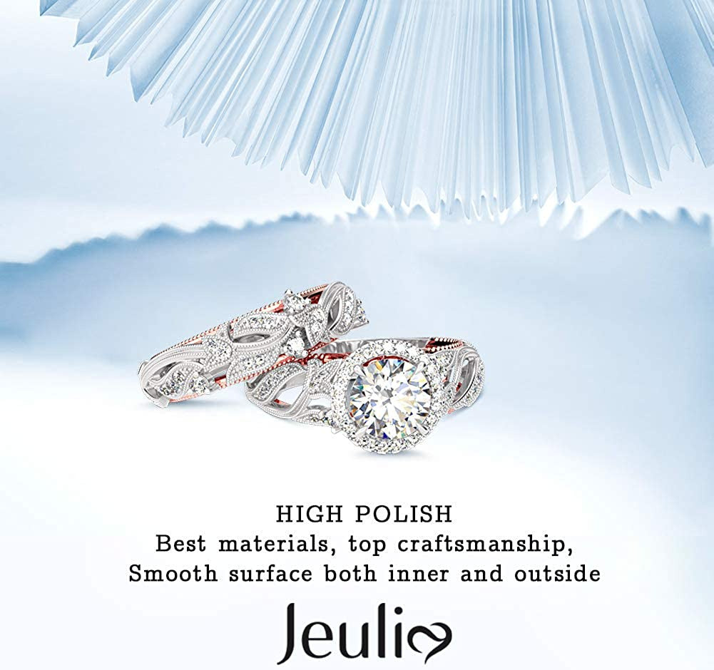 4 Carat Openwork Ring Sets for Women 925 Sterling Silver Wedding Sets Rose Gold