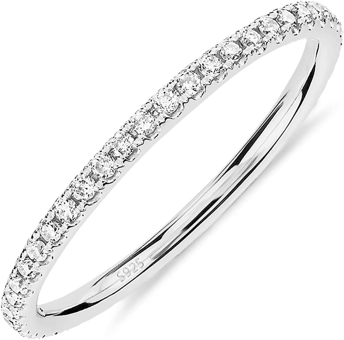 14K Gold Plated Solid 925 Sterling Silver CZ Simulated Diamond Stackable Ring Et