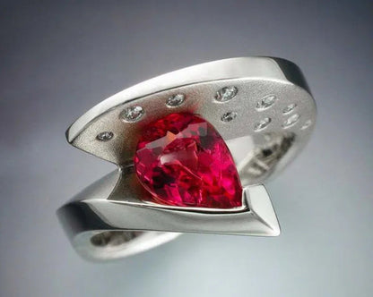 Unique 925 Silver Anniversary Statement Ring Natural Gemstones Ruby Ring Wedding