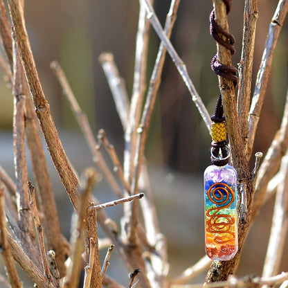 Orgone Chakra Healing Pendant with Adjustable Cord – 7 Chakra Stones Necklace fo