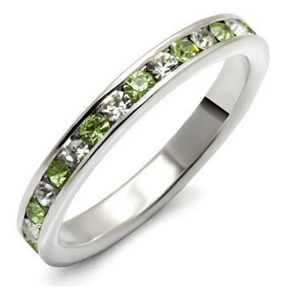 Alamode LOAS912-7 High-Polished 925 Sterling Silver Ring with Top Grade Crystal&