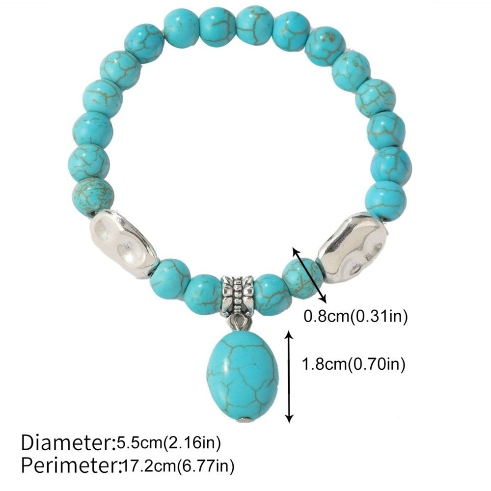 Red Bracelet for Protection Beaded Women'S Bracelet Set Boho Ethnic Vintage Turq