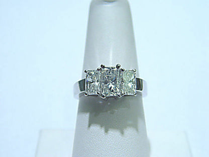 CERTIFIED 3 STONE RING 2.89 CTTW RADIANT DIAMOND CENTER 7.25X4.