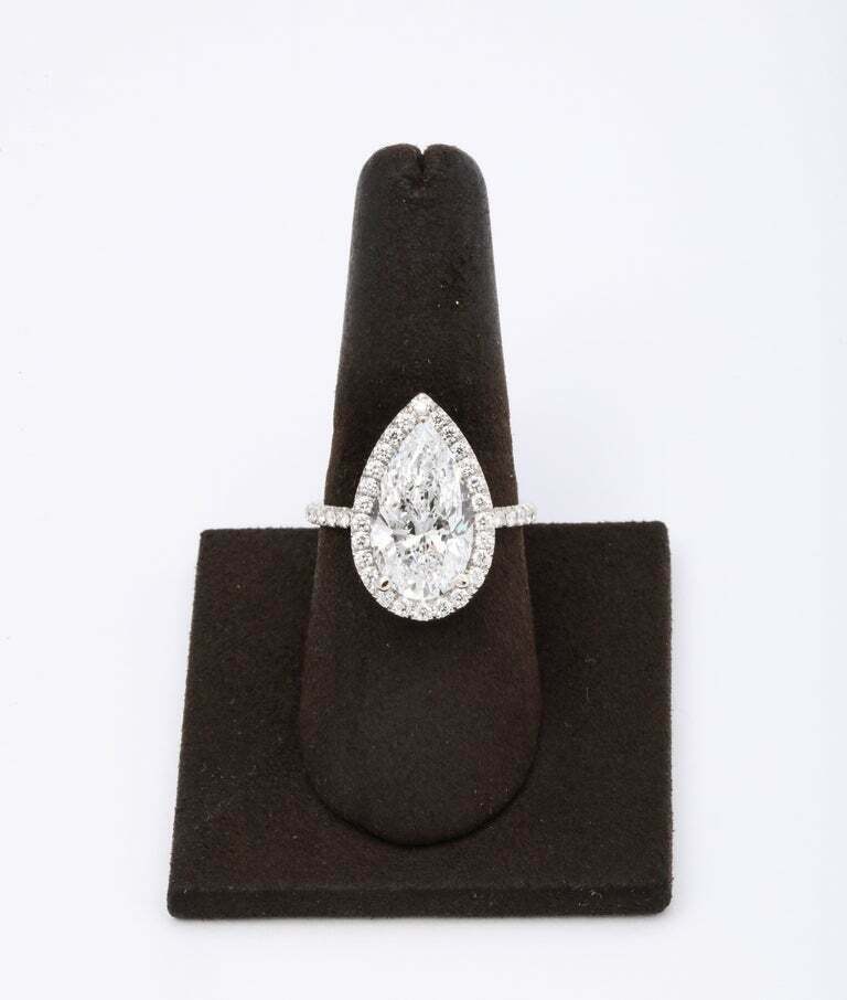 5 Carat D Color Pear Shape Engagement Ring GIA Certified