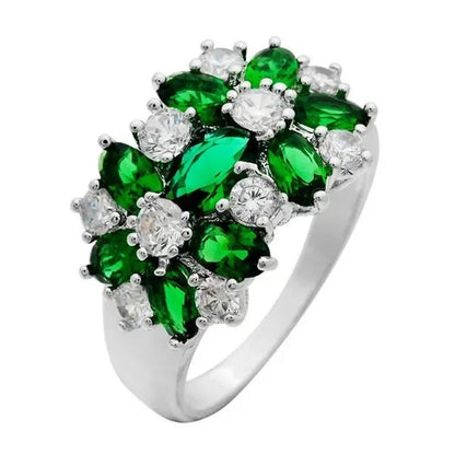 5-Color Natural 6.69CT White/Alexandrite/Sapphire/Ruby/Emerald Diamond 14K White