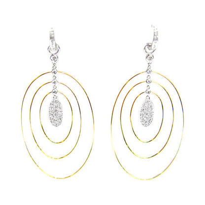 .90 CT DIAMOND ROUND BRILLIANT SHAPE DIAMOND EARRING F VS 18 K TWO TONE GOLD