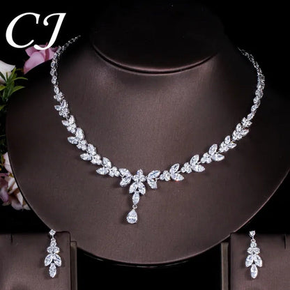 CANDICE Luxury Marquise Cubic Zirconia Diamond Pave Bridal Big Flower Pendant Ne