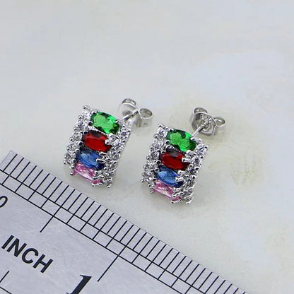 Multicolor 925 Silver Jewelry Set Mystic Topaz Jewelry Sets for Women Necklace/E