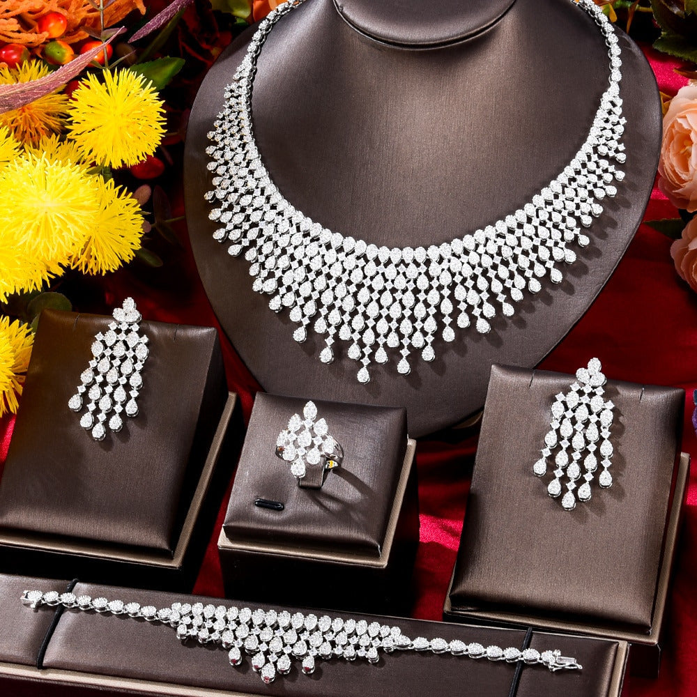 Original Luxury Necklace Bangle Earrings Ring Jewelry Sets for Women Wedding Rus