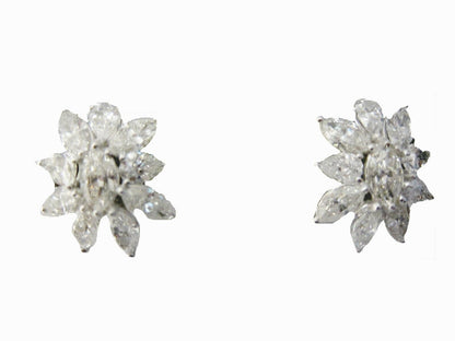 DIAMOND CLUSTER EARRING 14 MARQUISE 6 PEAR SHAPE CLUSTER HUGGIE DIAMOND EARRING
