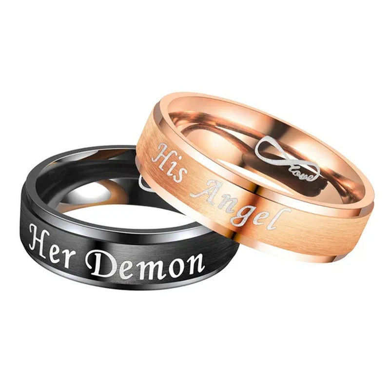 Fashion 'His Angel' 'His Angel' Stainless Steel Couples Ring Wedding Ring Gifts