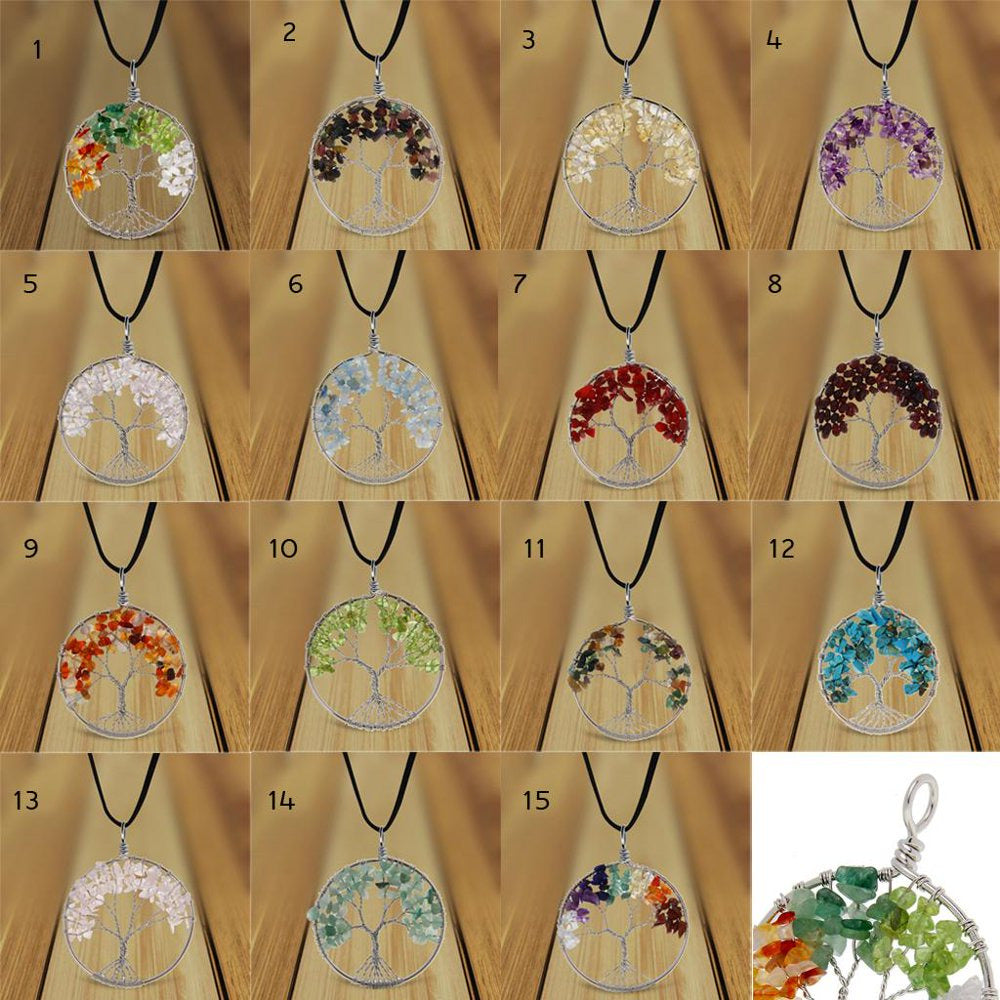 Tree of Fashion Gemstone Pendant Fit Necklace - Rainbow Color
