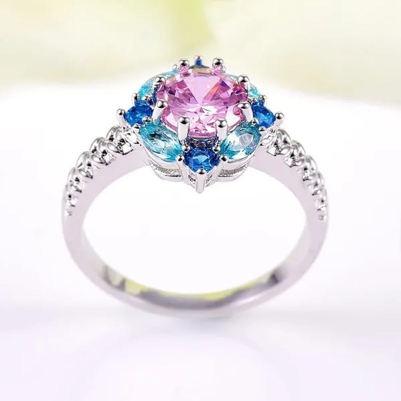 Elegant 925 Sterling Silver Emerald Women Rings Fashion Ruby Amethyst Wedding Pa