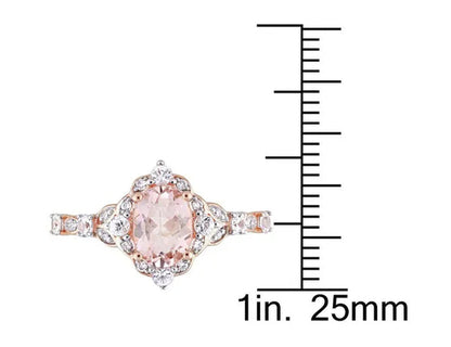 1.15 Carat (Ctw) Morganite Ring in 10K Rose Pink Gold with White Sapphires