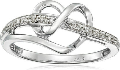 Sterling Silver Diamond Heart Ring (1/20 Cttw, I-J Color, I3 Clarity)