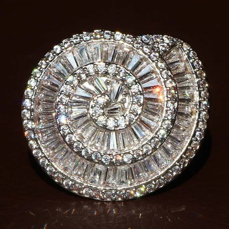 Gorgeous 925 Silver Crown Natural Gemstones White Sapphire Birthstone Bride Wedd