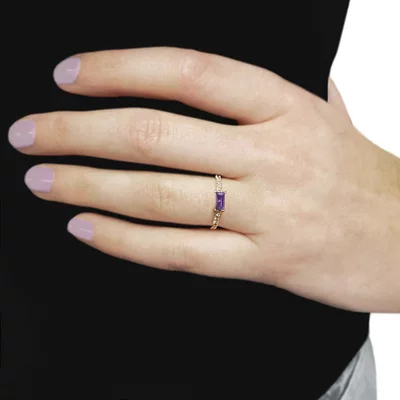 Amethyst and 0.10 CT. T.W. Diamond Ring in 14K Gold