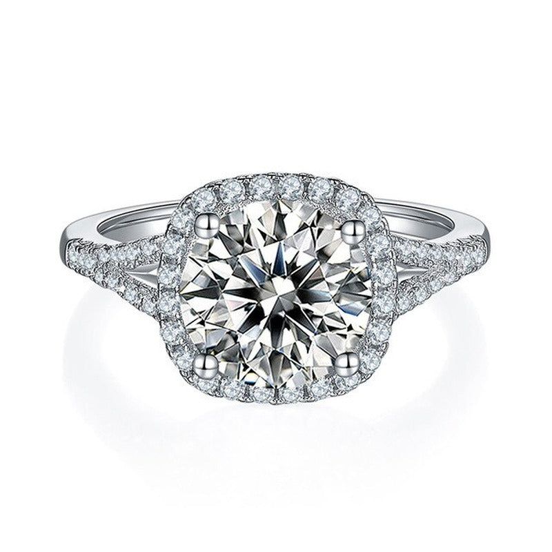 3 Carats Real Moissanite Ring 925 Sterling Silver Luxury Charms Hearts