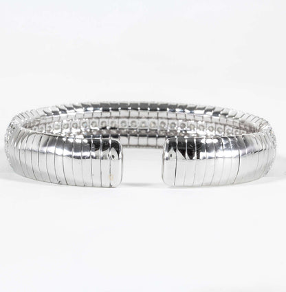 DIAMOND TOP SET CUFF BANGLE 5 ROW DIAMOND ROUND BRILLIANT BANGLE BRACELET