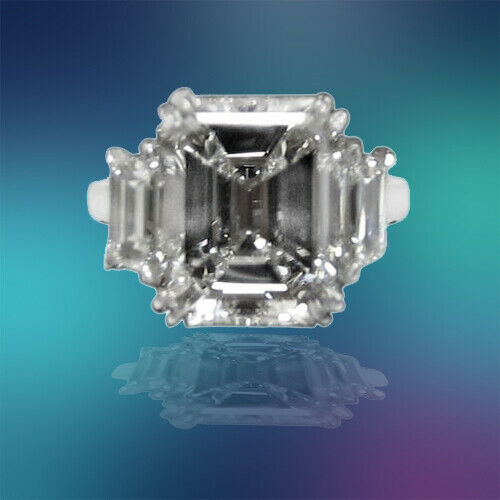 GIA Certified Emerald Shape Diamond J VS1 VG Excellent trapezoid engagement ring
