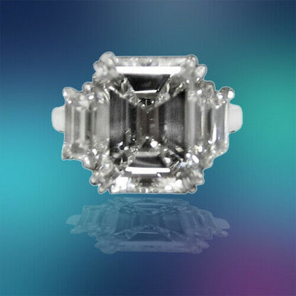 GIA Certified Emerald Shape Diamond J VS1 VG Excellent trapezoid engagement ring