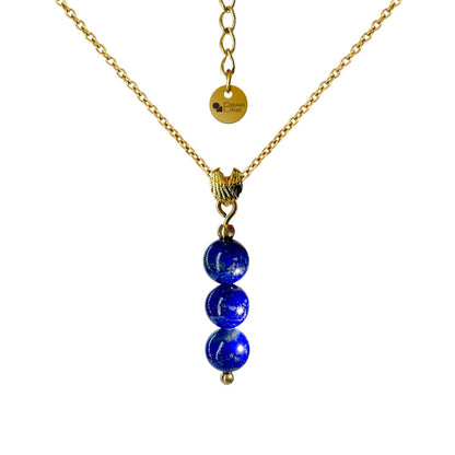 Real Lapis Lazuli Necklace,Gold Necklace for Women, Angel Wing Pendant and Delic